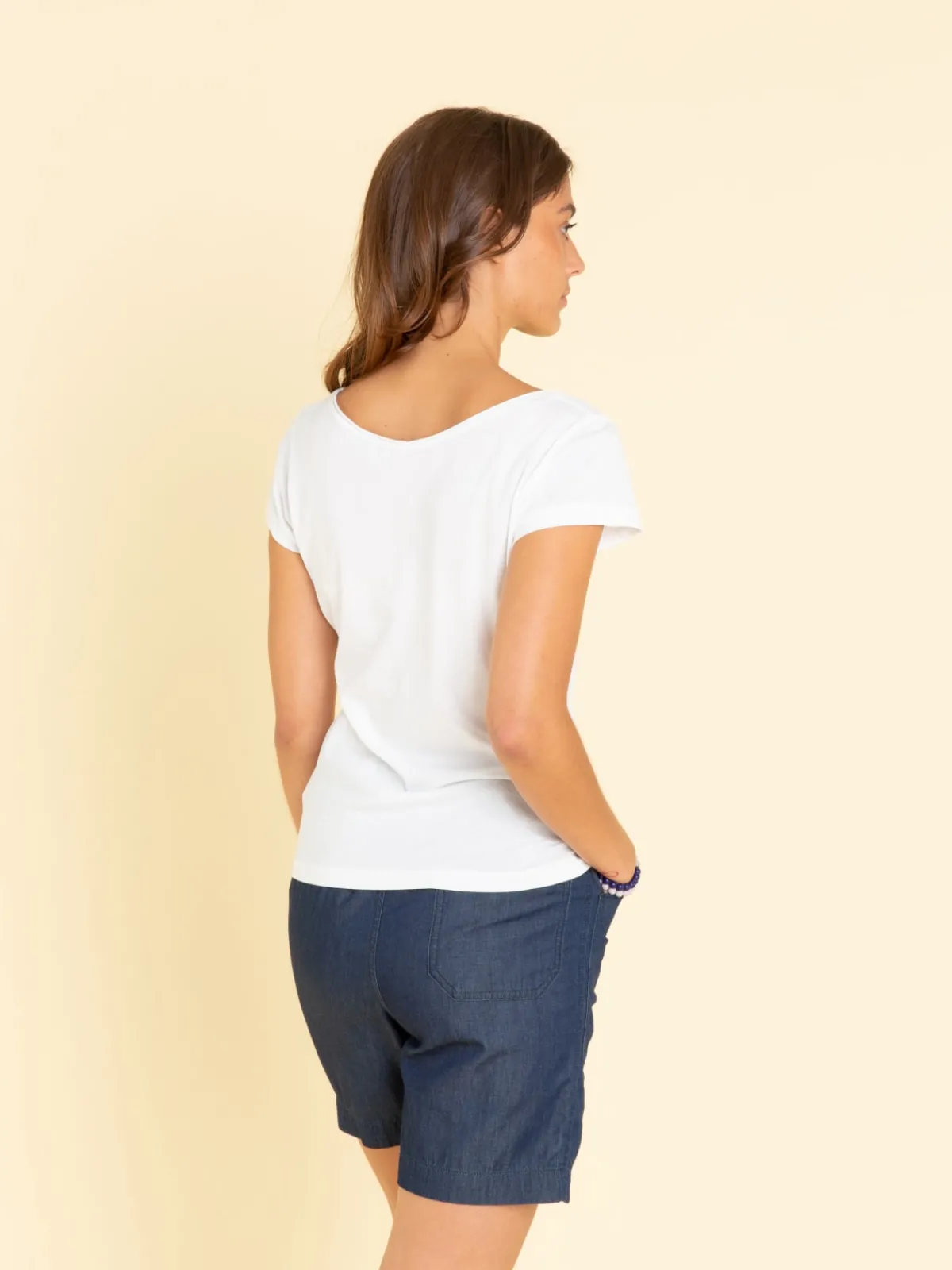 White Cotton Short-sleeve Harpe T-shirt<agnès b. Best