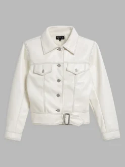 White Faux Leather Jacket<agnès b. Flash Sale