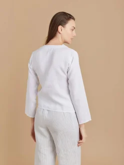 White Linen 3/4-sleeve Shirt<agnès b. Best