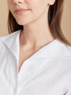 White Linen 3/4-sleeve Shirt<agnès b. Best