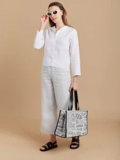 White Linen 3/4-sleeve Shirt<agnès b. Best