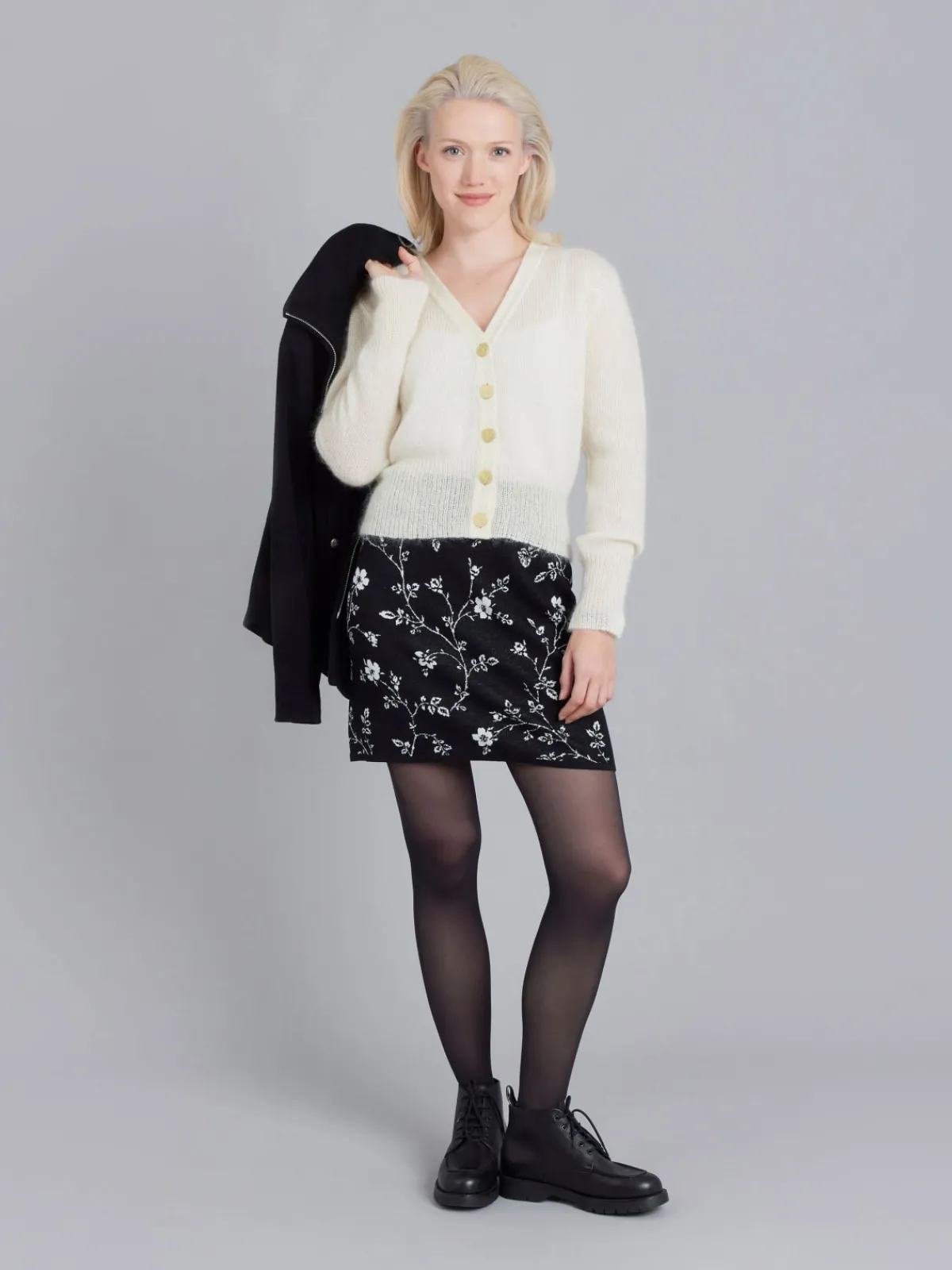 White Mohair Mae Cardigan<agnès b. Online