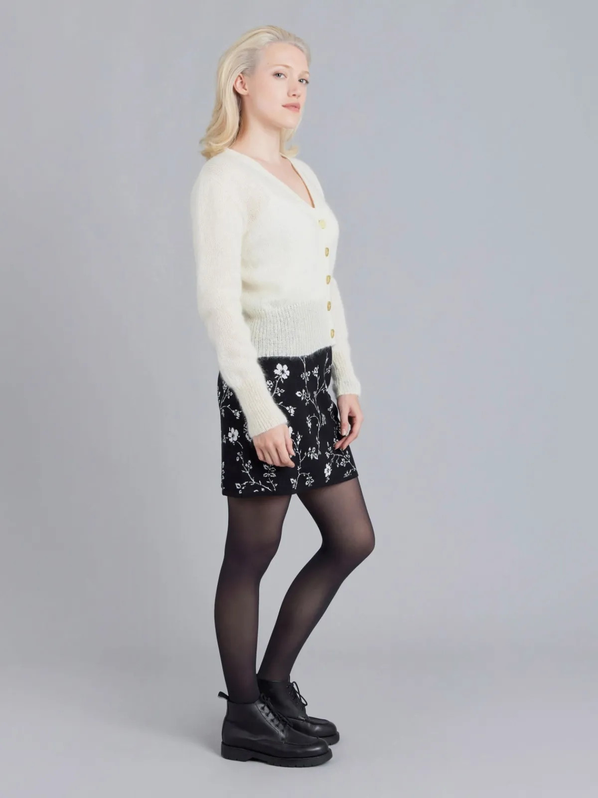 White Mohair Mae Cardigan<agnès b. Online