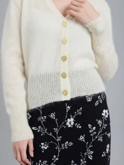 White Mohair Mae Cardigan<agnès b. Online