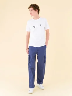 White Short Sleeves Coulos "" T-shirt<agnès b. Discount