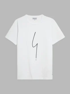 White Short Sleeves Coulos "irony Mark" T-shirt<agnès b. Flash Sale