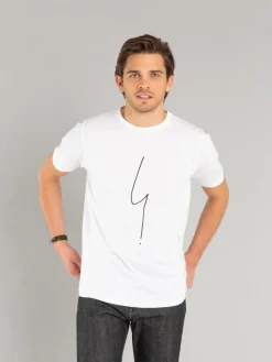 White Short Sleeves Coulos "irony Mark" T-shirt<agnès b. Flash Sale