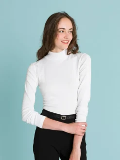 White Vian Mockneck T-shirt<agnès b. Hot