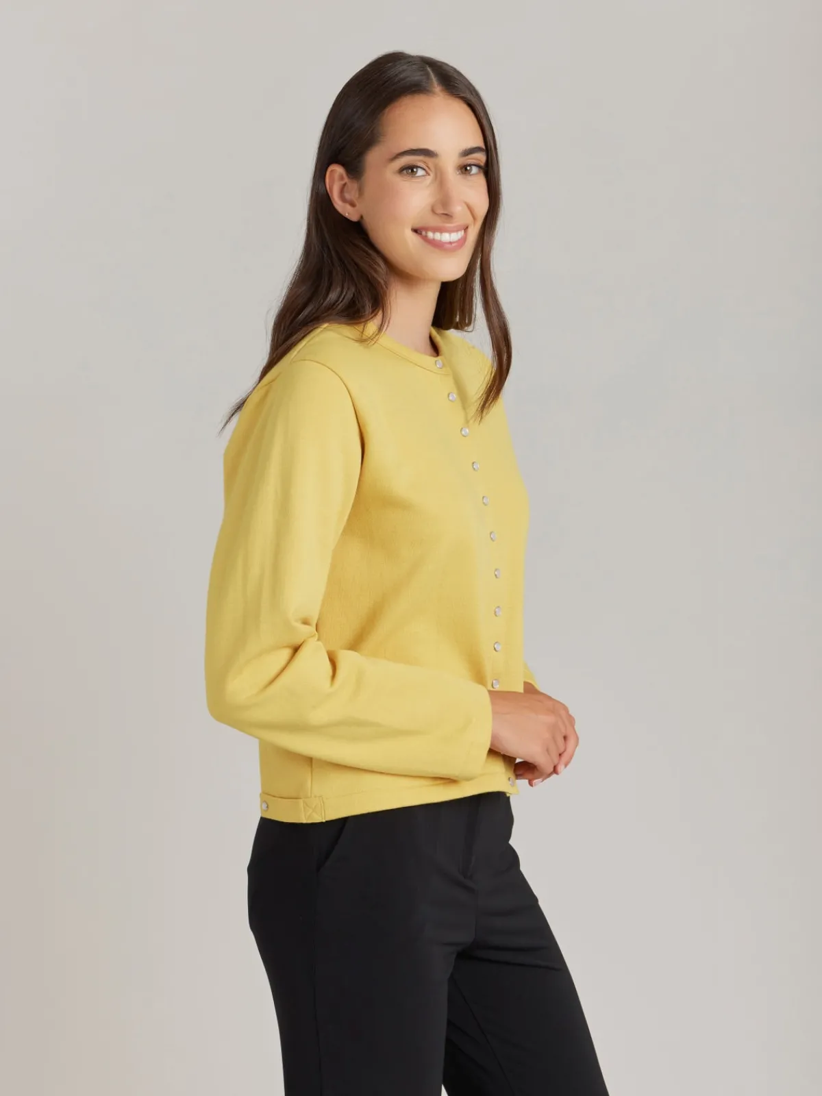 Yellow Organic Cotton Snap Cardigan<agnès b. Sale