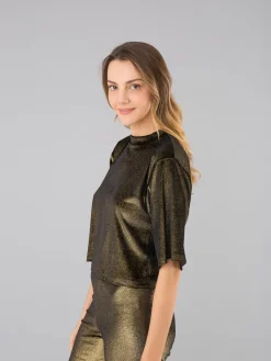 Yoko Black And Gold Smooth Velvet T-shirt<agnès b. Online
