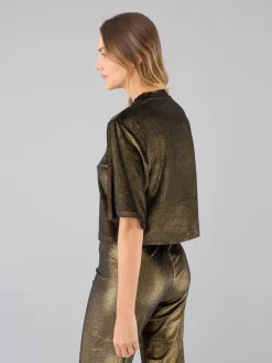 Yoko Black And Gold Smooth Velvet T-shirt<agnès b. Online